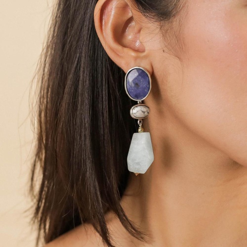 Серьги Nature Bijoux, Arctique, с содалитом, говлитом и аквамарином, NB25.1-12-90016 синий фото 3